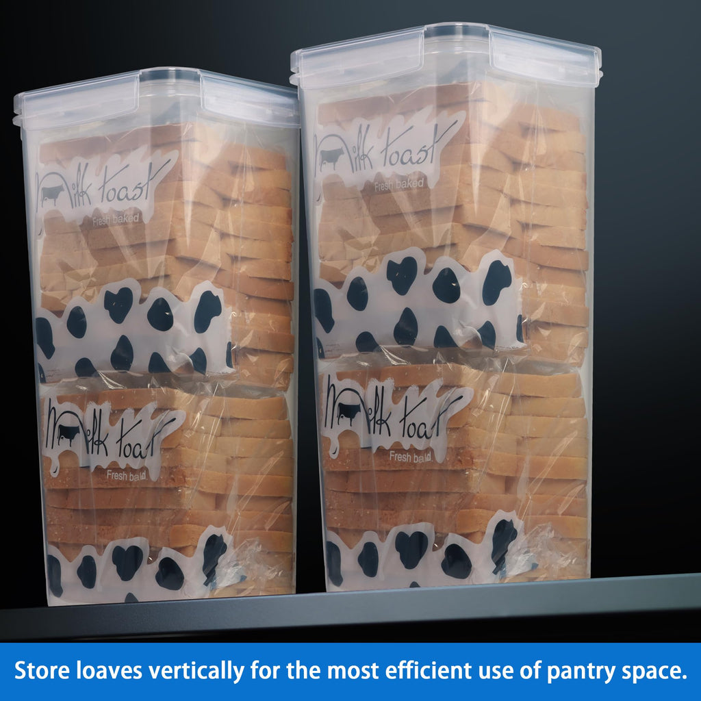 2 Pack, Plastic Bread Container, Bread Storage Counter, Bread Keeper with Airtight Lid, Tall Bread Saver, Sandwich