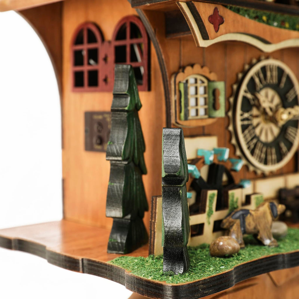 Musical Cuckoo Clock with Rotating Dancer Stage 12 Melodies, Volume Control & Night Mode, Germany Style Black Forest