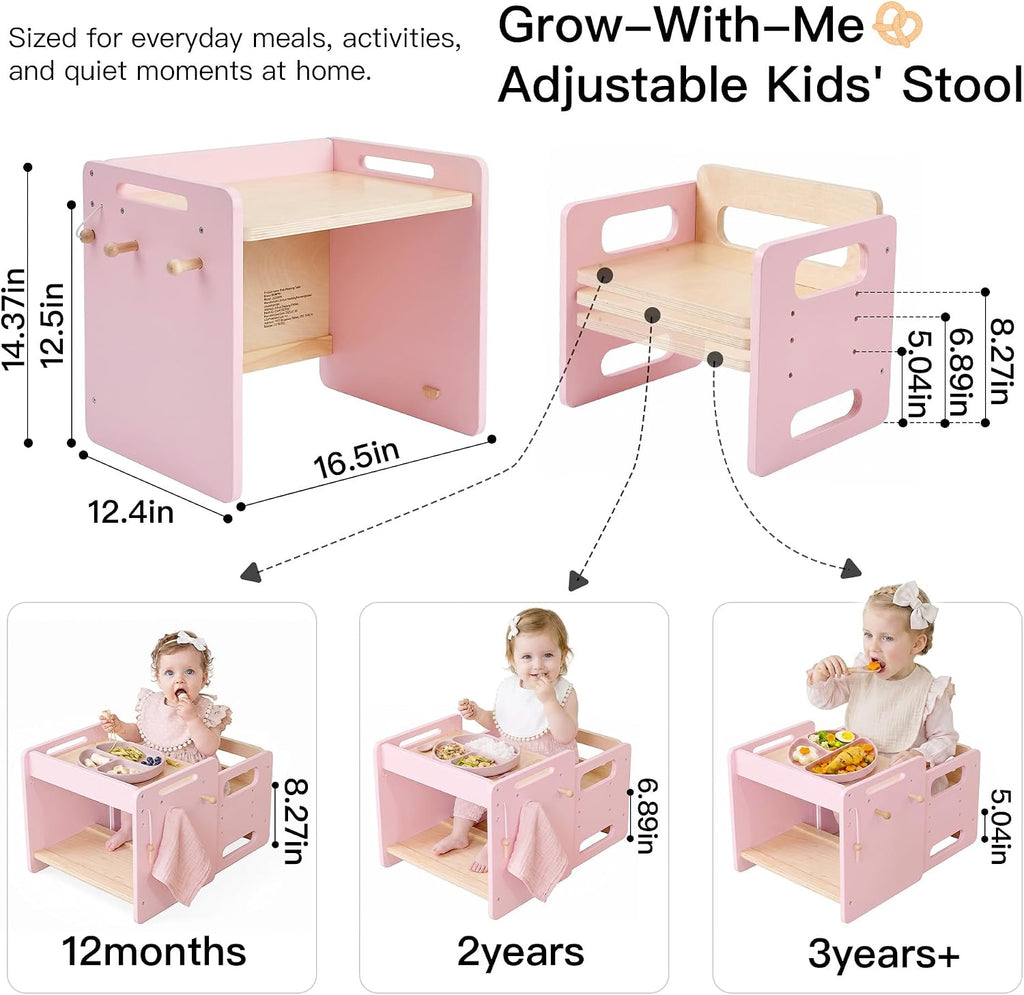 Weaning Table and Chair Set, Adjustable Toddler Table, Pink
