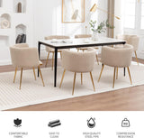 Velvet Dining Chairs Set of 4, Barrel Dining Chairs with Gold Metal Legs