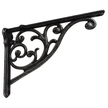 Ornate Decorative Shelf Brackets 12 inch Small Wall Mounted Shelving Bracket 4 Pack Black Iron Vintage Metal Shelf
