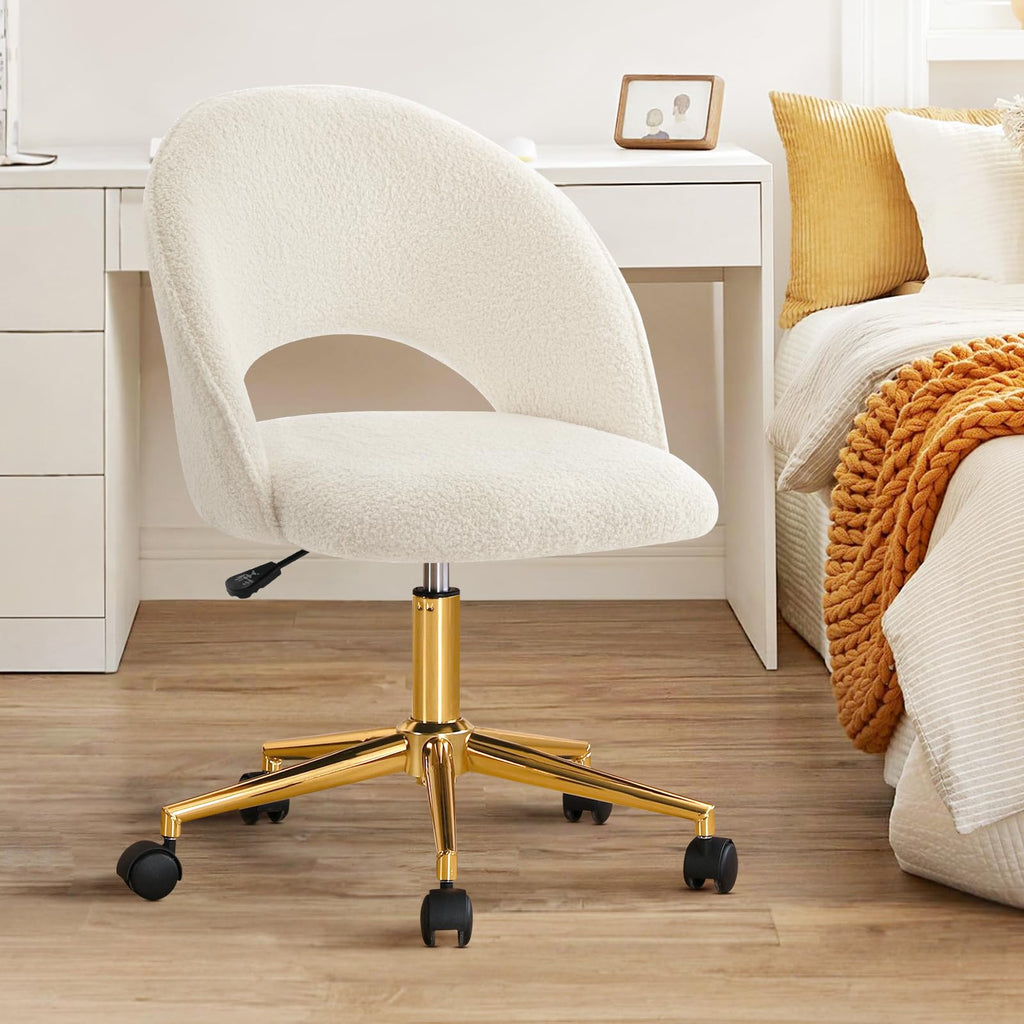 Vanity Chair with Wheels, Armless Makeup Chair Height Adjustable Desk Chair