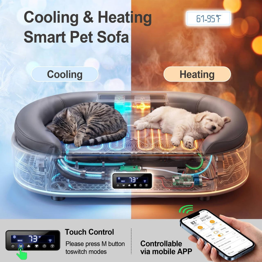 Heated Cooling Dog Bed for Medium Dogs, Comfort Summer Winter Dog Cat Sofa