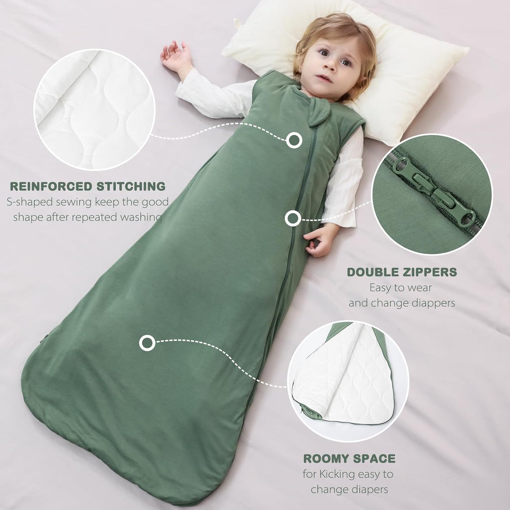 Unisex Rayon Made from Bamboo Sleep Sack with Way Zipper,2.5 Tog Baby Winter Sleep Sack (Dark Green, )