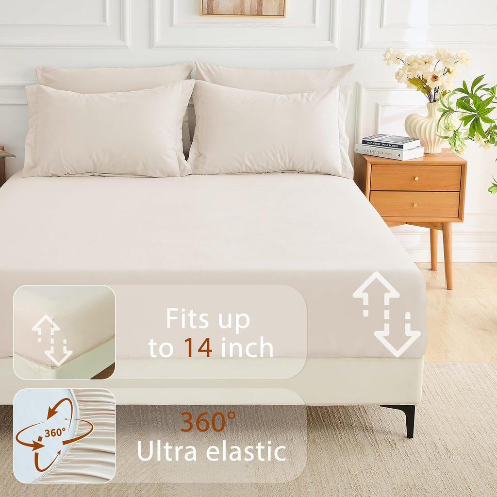 7 Pieces Queen Comforter Set, Soft Bed in a Bag Queen, All Season Bedding Set with Comforter, Flat Sheet, Fitted Sheet