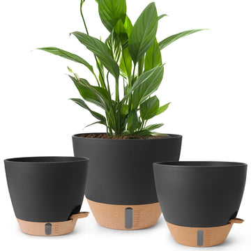Self Watering Pots for Indoor Plants, 3 Pack 12/10/8 Inch, Large Planter with Water Reservoir, Modern Decorative