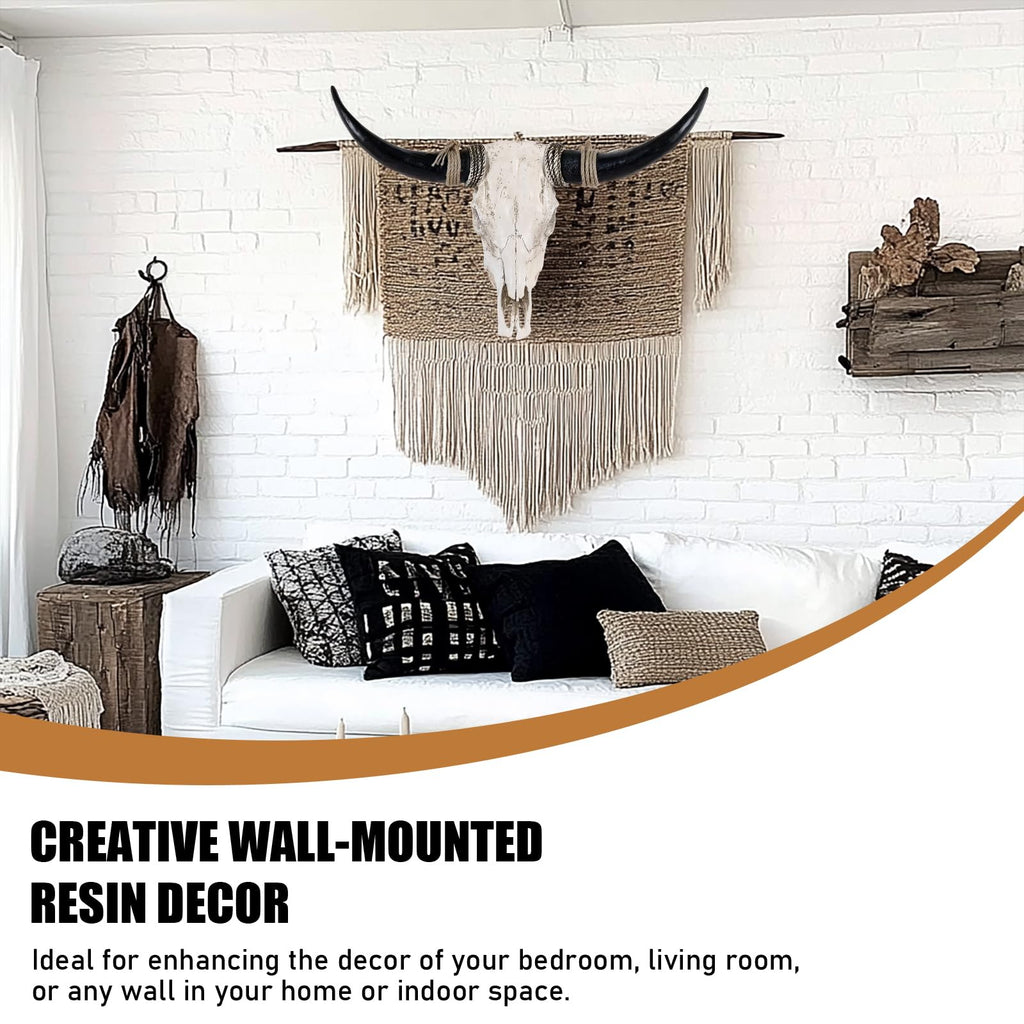 Longhorn Wall Decor Long Horns Wall Decor Resin Long Horn Skull Head Sculpture, Cow Skull Accent for Western Gothic