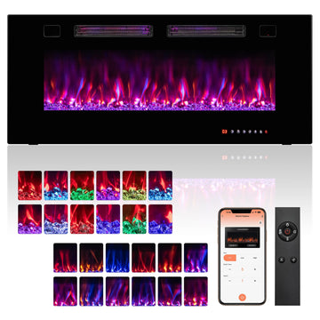 42 Inches WiFi Electric Fireplace, Ultra Thin Linear Wall Mounted