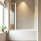 48" W x 58" H Bathtub Shower Door, Frameless Glass Shower Door with 1/4" (6mm) Clear Tempered Glass