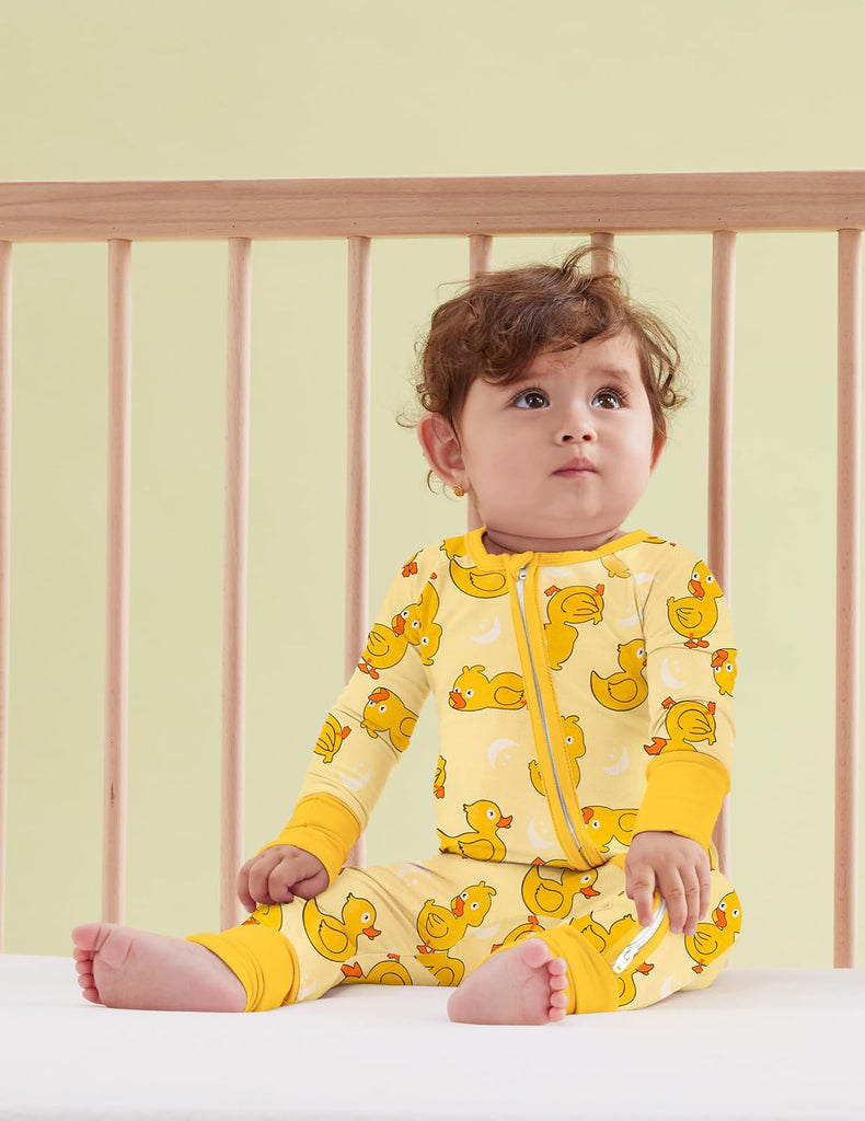 Bamboo Viscose Baby Footies with Mitten Cute Prints Long Sleeve Romper Jumpsuit Toddler One-Piece Outfits