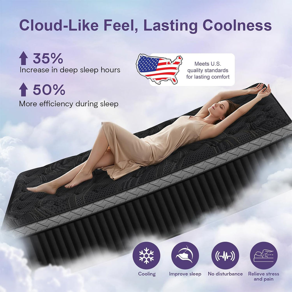 16 Inch Queen Size Mattress, Upgraded Luxury Hybrid Queen Mattress In A Box with 7-Zone Support for Cool Night &