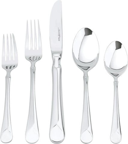 Provence 45-Piece Flatware Set, 18/10 Stainless Steel, Dual Mirror-Satin Finish, Service for 8