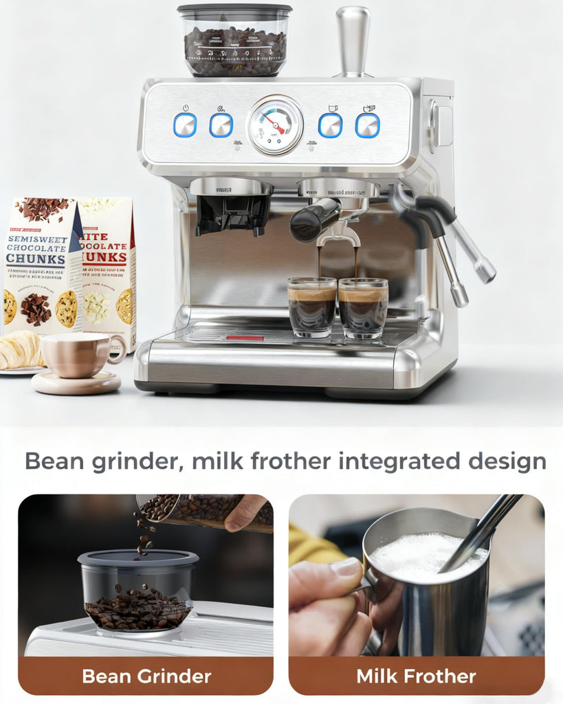 20 Bar Espresso Machine with Grinder & Milk Frother-Pro