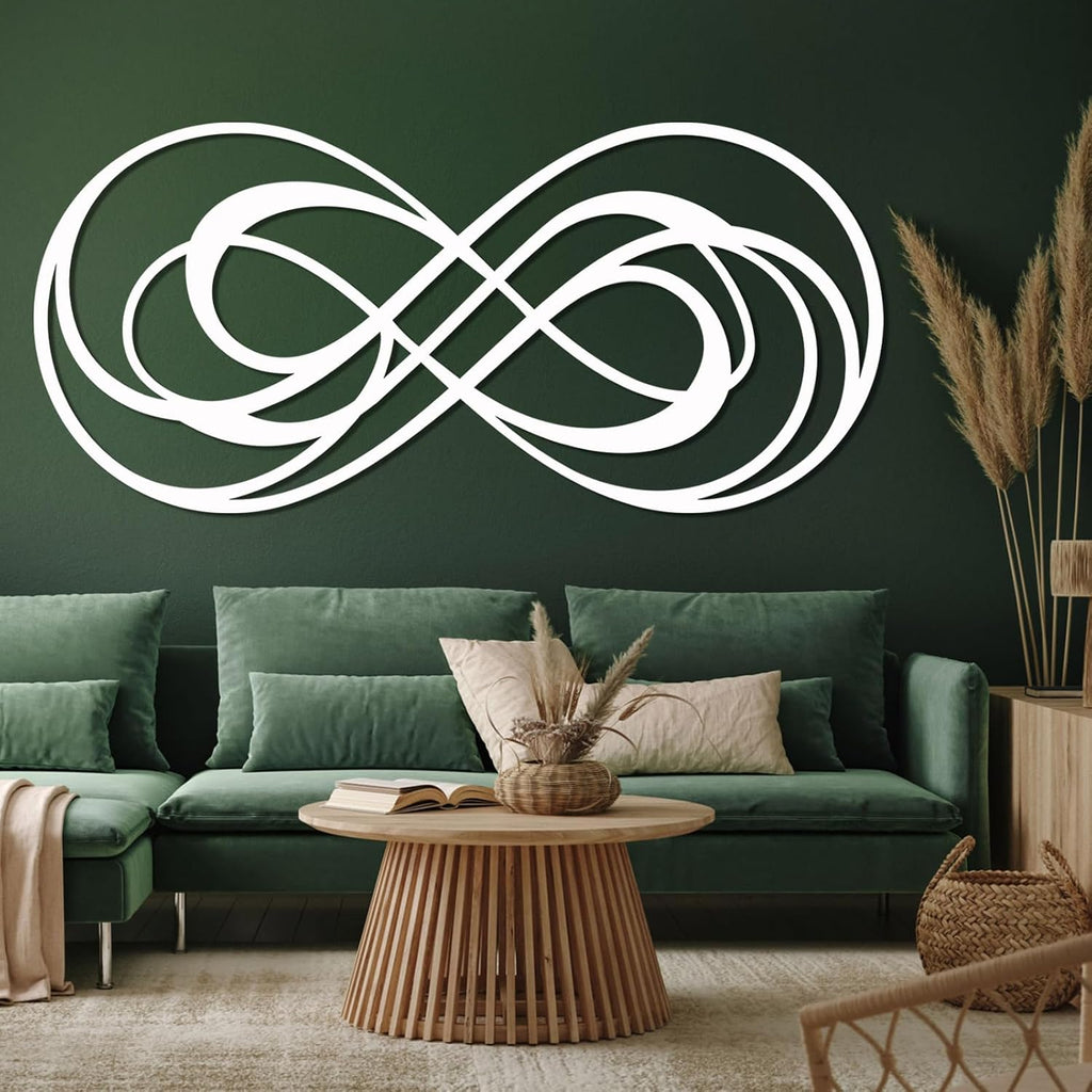 Layered Infinity Metal Wall Art, Abstract Loop Line Decor, Modern Wall Hanging Bedroom (Black, 24"x11"|60x28cm)