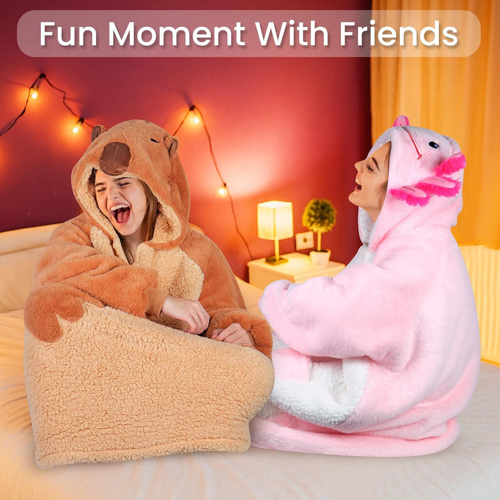 Animal Blanket Hoodie for Adults, Oversized Sweatshirt With Pockets & Sleeves, Soft Sherpa for Warmth, Ideal Gifts