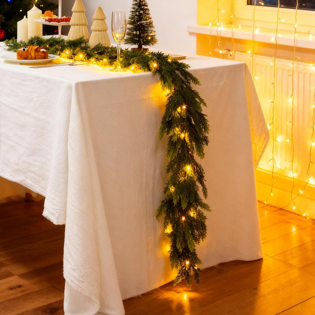 Real Touch Cedar Garland with Lights