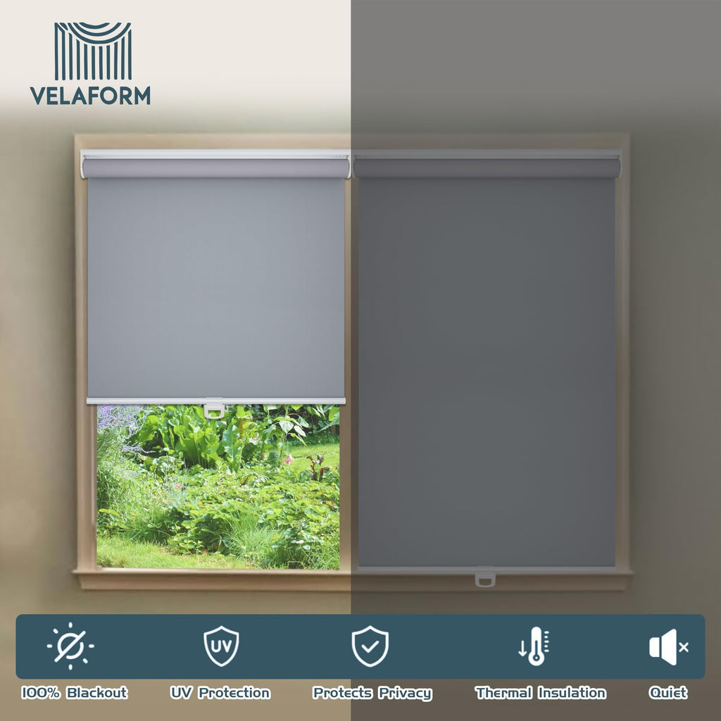 Cordless Roller Shades (, Grey), Spring Retract