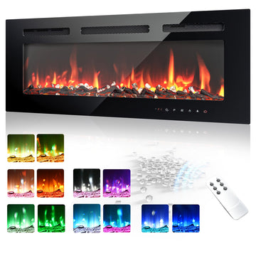 36 Inch Electric Fireplace Recessed and Wall Mounted