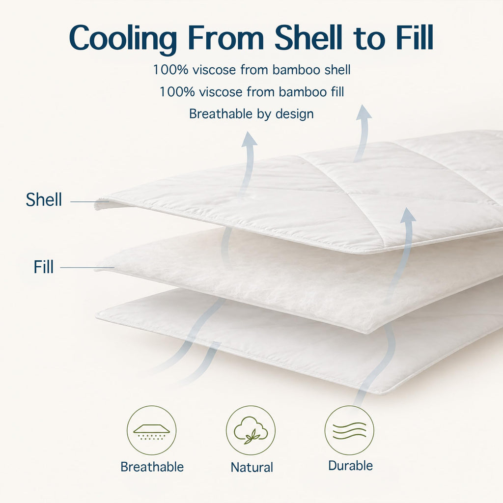 Lightweight Cooling Comforter, 100% Viscose from Bamboo Shell and Fill, Breathable Duvet Insert with Gentle Weight