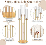 4 Pcs Acrylic Candelabra Centerpieces 35" Tall Clear Candle Holders Pillar Taper Candlestick with Lampshades 5 Arm
