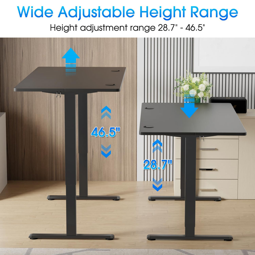 Height Adjustable Electric Standing Desk 55 inches Modern Computer Desk Sit Stand up Desk Ergonomic Adjustable