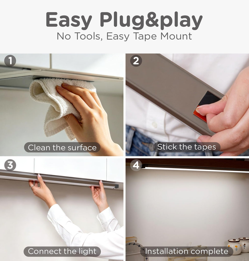 Under Cabinet Lighting Plug in, AC120V 3CCT 3000/4000/5000K Motion Sensor Light Indoor with Timer, Super Bright