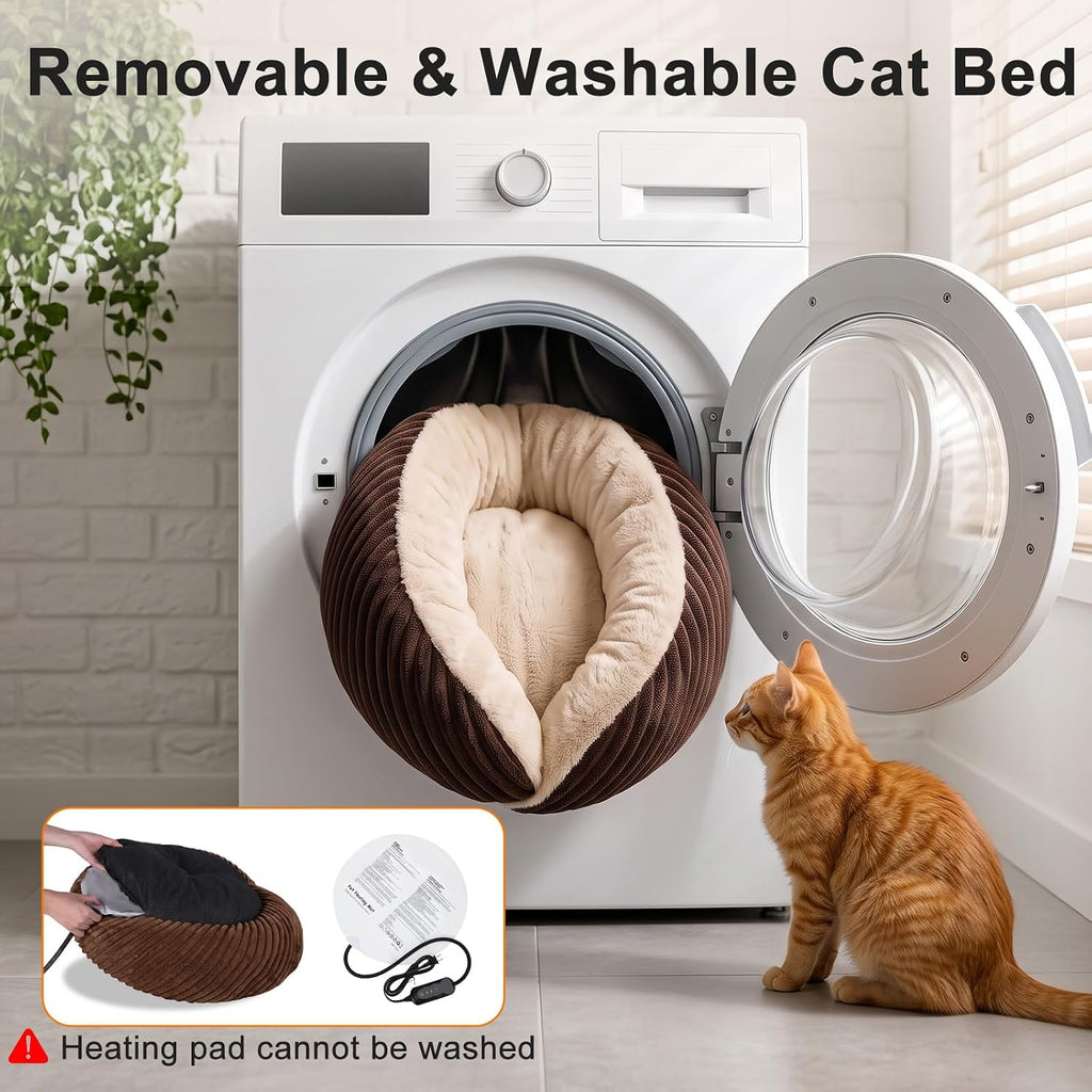 Heated Cat Beds for Indoor Cats and Small Dogs, Soft Donut Pet Bed
