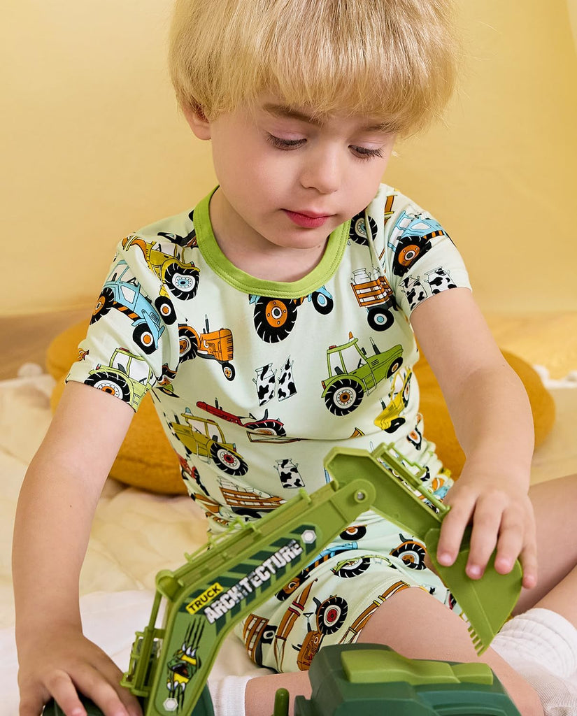 Bamboo Viscose Toddler Boys Pajamas Set, Short Sleeve Kids