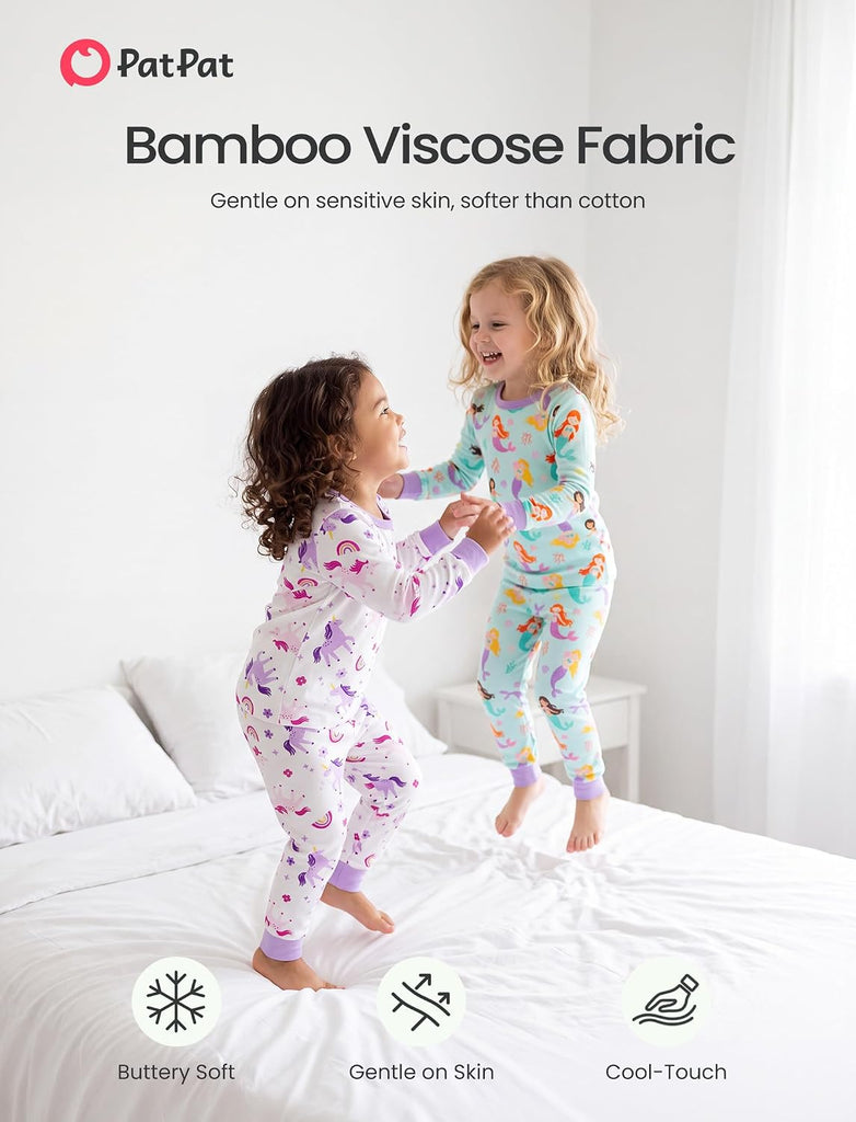 Bamboo Viscose Toddler Pajama Sets, piece PJs for Baby Girls Boys