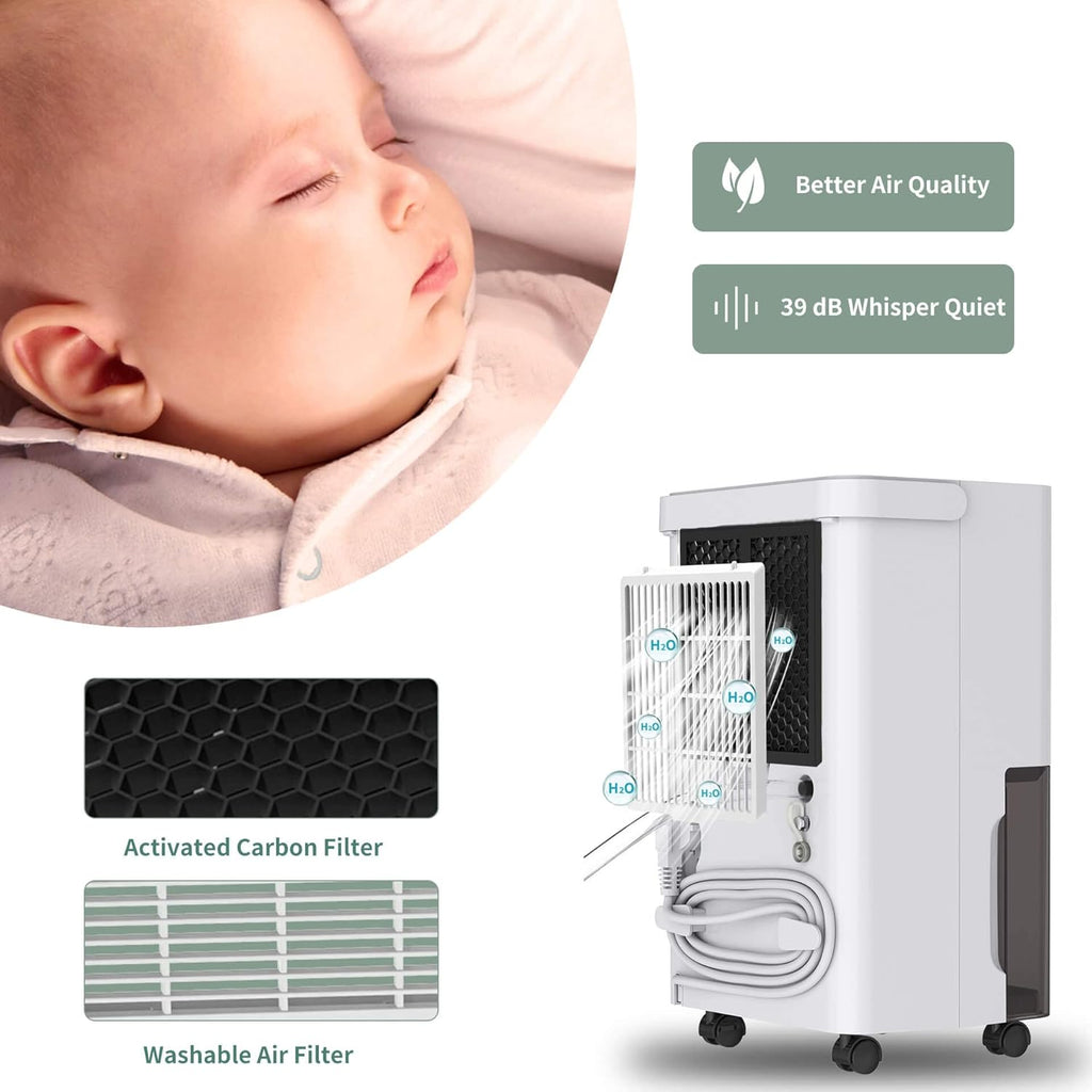30 Pint Dehumidifier - for Basement with Activated Carbon Filter,Ultra Quiet, Humidity Sensor, Auto Shut Off