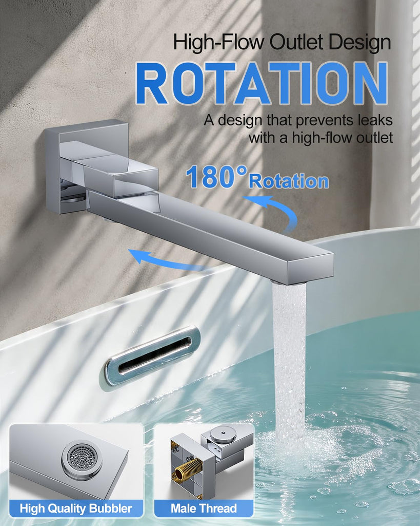 4 Function Shower Faucet Set 12" Rain Shower Head/6'' Side Shower Head and 3 Setting Handheld Ceiling Mount Push