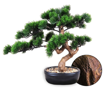 Artificial Bonsai Tree 16" Tall with Realistic Wood and Ceramic Pot, Fake Plants Desk, Japanese Decor