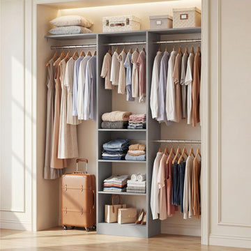 4FT Closet System for Small Space, 80"H, Grey