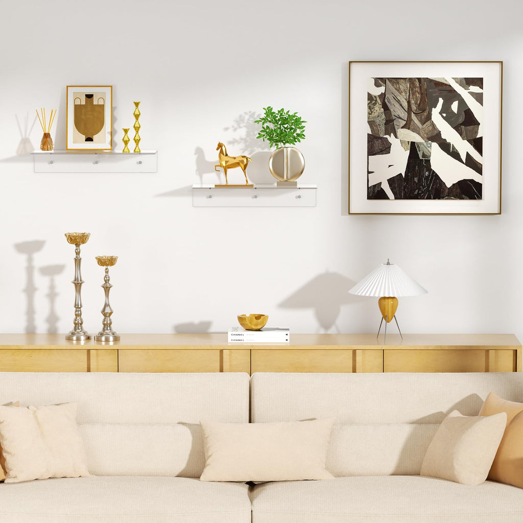2 PCS 15" Acrylic Floating Shelves, Clear Shelf for Wall Display