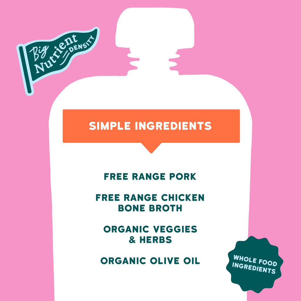 Pork Baby Food Pouch, 5g Protein, Bone Broth, 3.5 Oz, 12 Pack