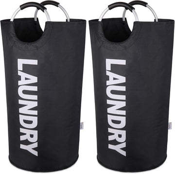 2-Pack Large Laundry Basket, Laundry Hamper Bag with Handles, 115L, Black