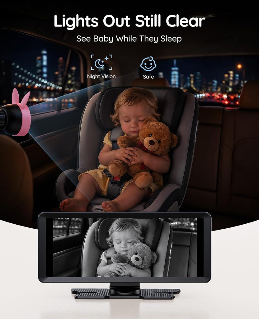Dual Car Camera Baby Monitor for 2 Kids 7.2'' HD Split Screen