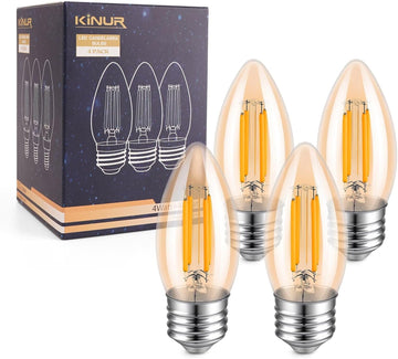 E26 Amber LED Light Bulbs,40 Watt Candelabra Light Bulbs Equivalent,No-Dimmable B11 Candelabra Base LED