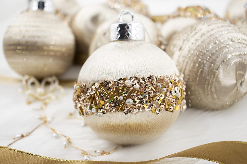 Satin Christmas Balls Ornaments, Silk Christmas Hanging Ball Decorations, 12Pcs 3.15" Luxury Vintage Christmas Tree