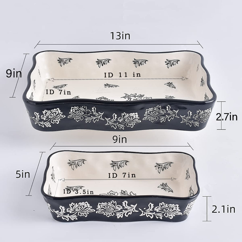 Baking Dish Casserole Dish Ceramic Lasagna Pan 2-Pcs Bakeware Sets Baking Dishes Baking Set Baking Dish Set