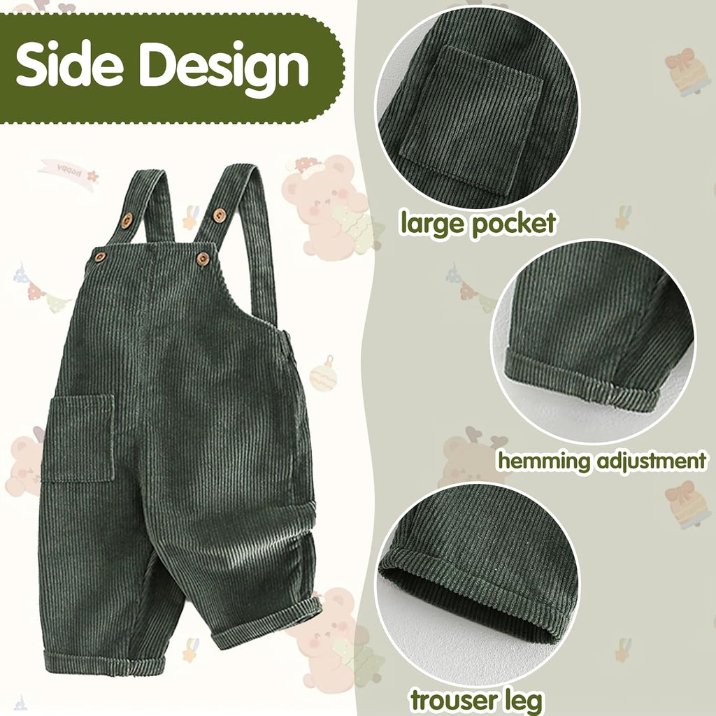 Toddler Boy Girl Soft Corduroy Suspender Pants Kids Overalls Loose Retro Adjustable button overalls