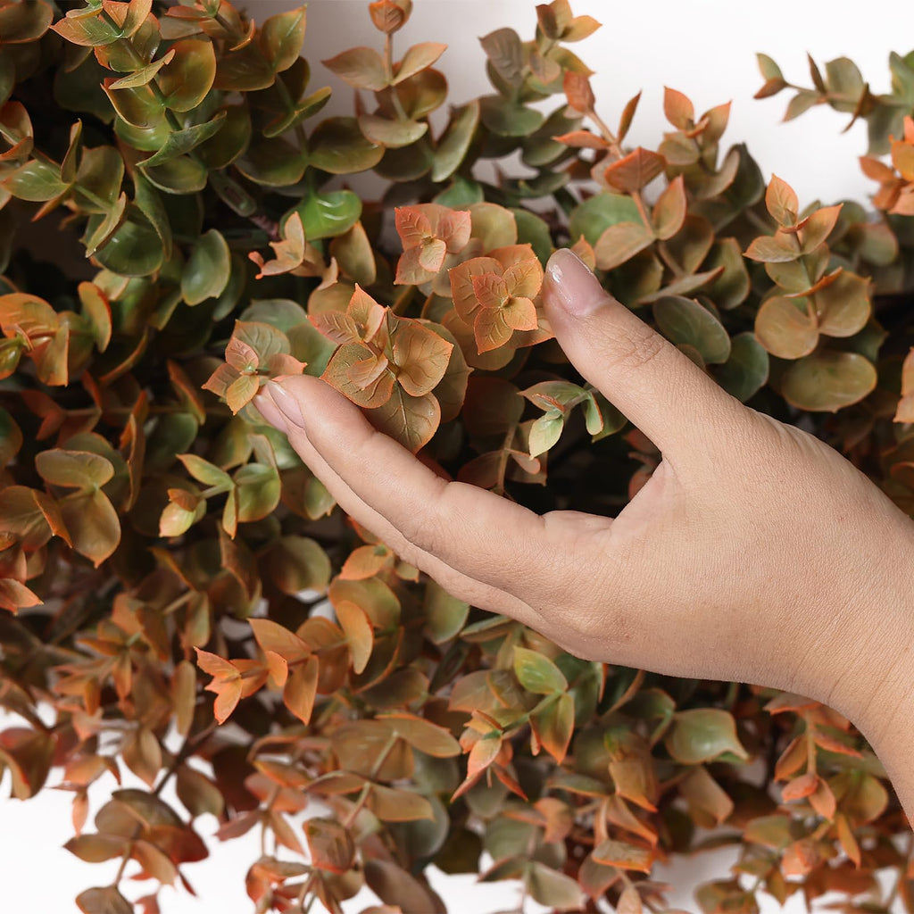 32" Large Fake Eucalyptus Fall Wreath for Front Door Decor(Orange-Green)
