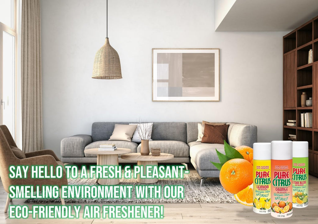 Non-Aerosol Air Freshener Spray, 4 oz (Orange, Lemon & Blend), 2 Packs Each Bundled with 1 Pack DU-MOST Walnut Hand