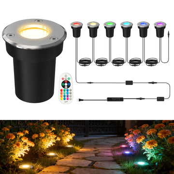 Low Voltage Landscape Well Lights, Outdoor Ground Lights Dusk to Dawn