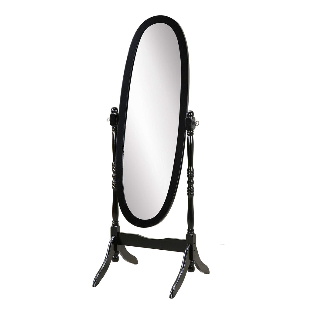 Traditional Queen Anna Style Wood Floor Cheval Mirror, Black