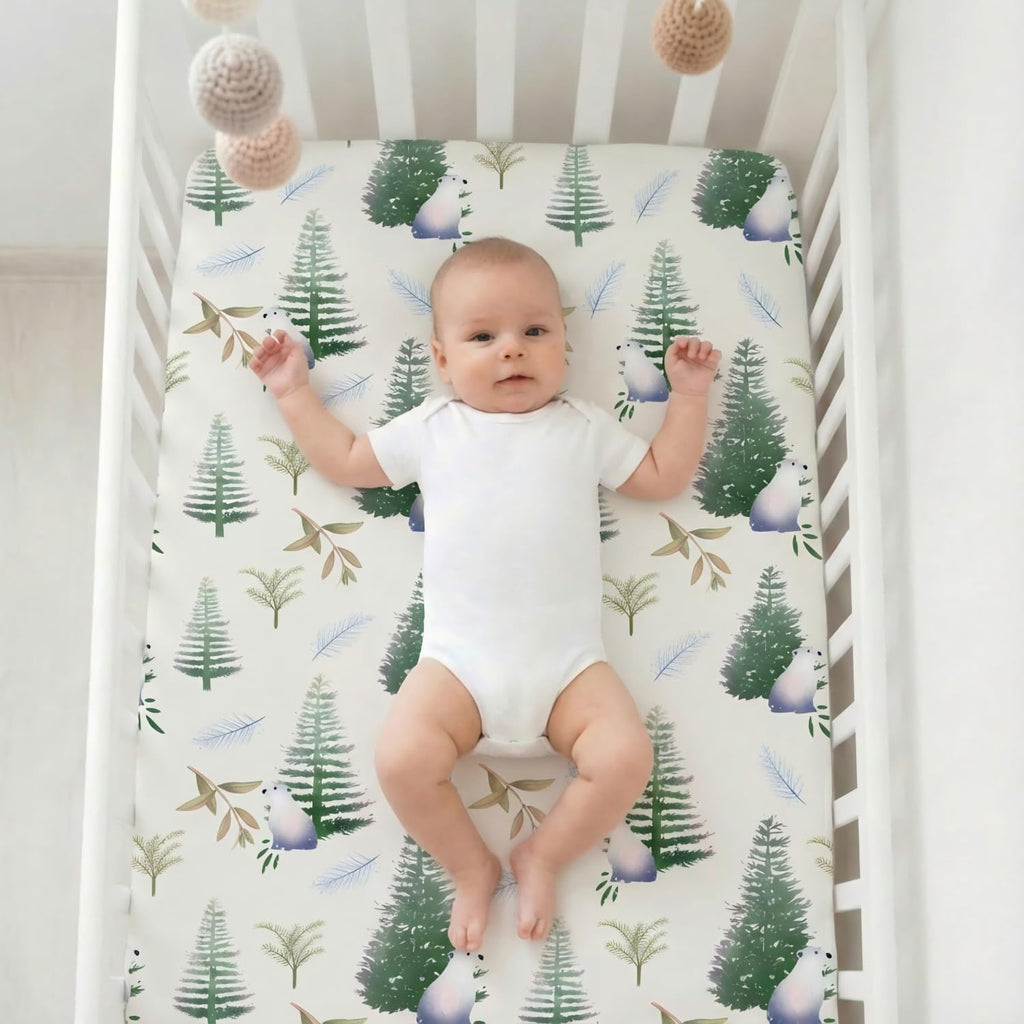 Fitted Baby Crib Sheets Set of 4, Unisex Crib Sheets for Boys Girls, Soft Neutral Crib Mattress Sheet, Breathable for