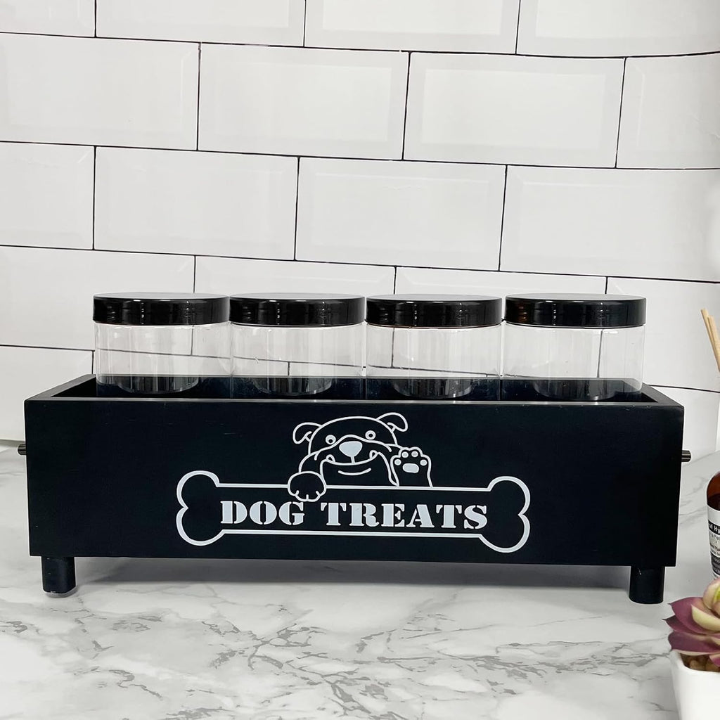 Large Dog Treats Container, Dog Cookie Jar for Dogs Cat Treats Container, Farmhouse Wood Pet Treats Storage Organizer