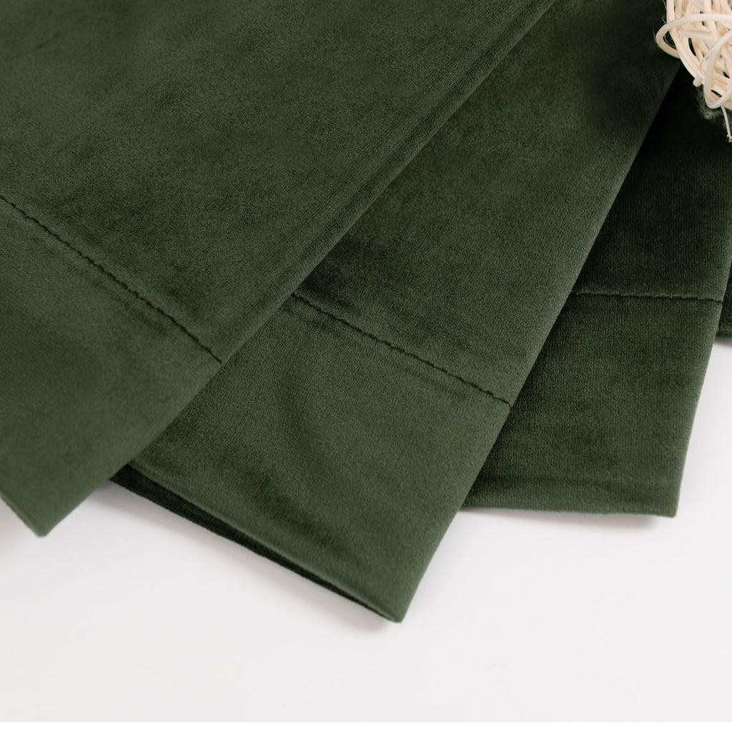Olive Green Velvet Blackout Curtains 52 x 84 Inch Length, 2 Panels