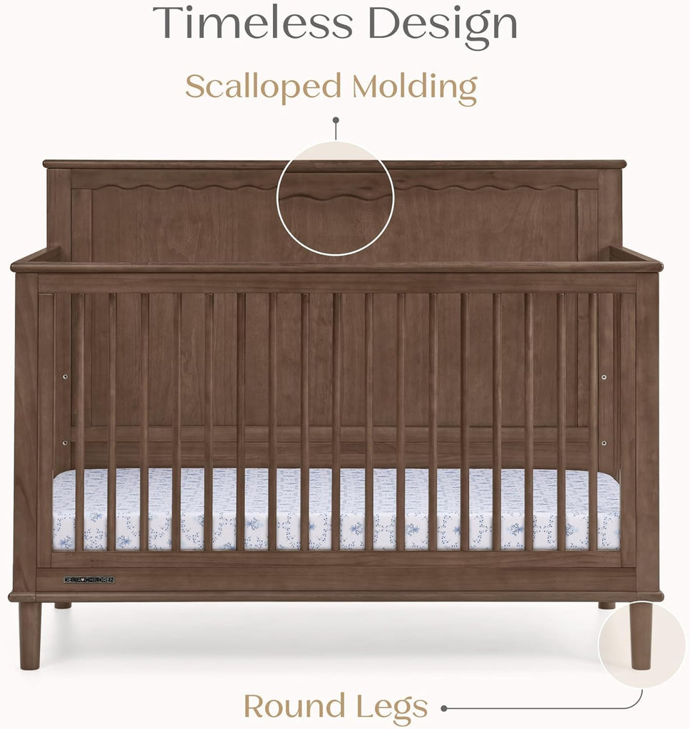 Penelope 6-in-1 Convertible Crib - Greenguard Gold Certified, Teak Brown