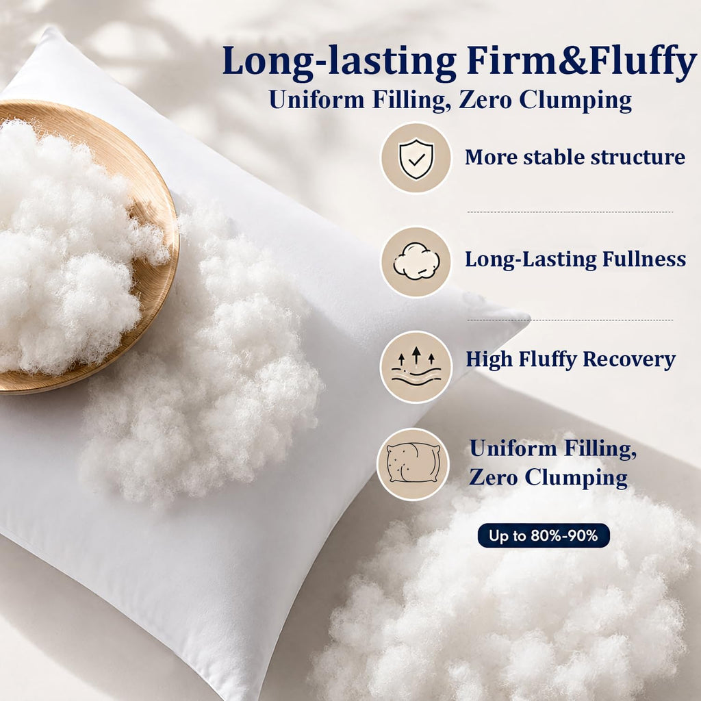 White Throw Pillow Insert - 20 x 20 Inch Down Alternative Pillows for Bed, Sofa and Couch - Fluffy - Set of 4